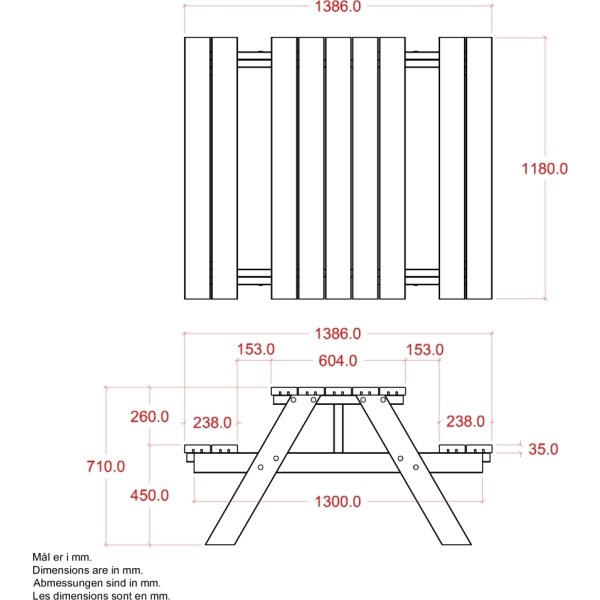 Plus Bistro bord-bænkesæt, 118 cm, Natur