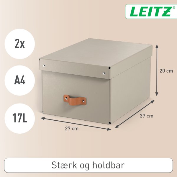 Leitz Puro Boks m. låg | M  | Beige | 2 stk.