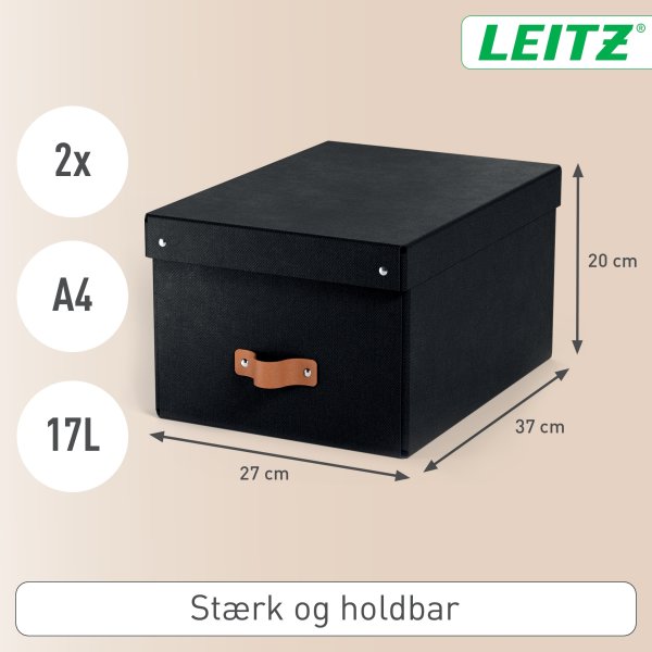Leitz Puro Boks m. låg | M  | Sort | 2 stk.