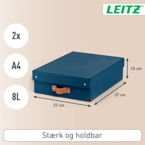 Leitz Puro Boks m. låg | M lav | Blå | 2 stk.