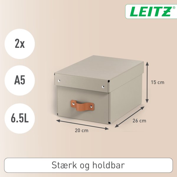 Leitz Puro Boks m. låg | S | Beige | 2 stk.