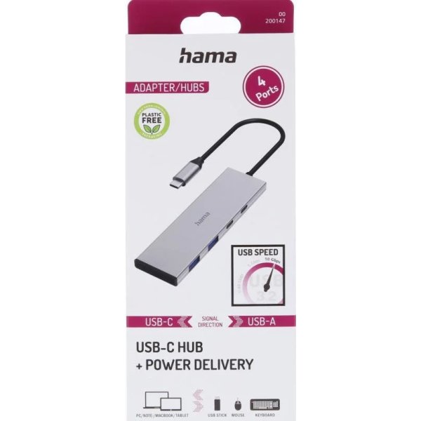Hama USB-C Hub, USB 3.2 Gen2, 2 x USB-C, 2 x USB-A