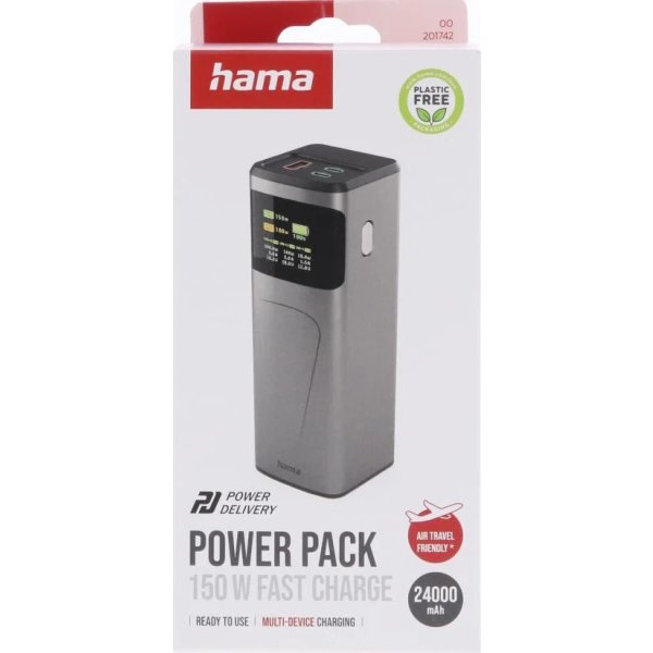 Hama 150W Powerbank, 24000mah, 2 x USB-C, 1x USB-A