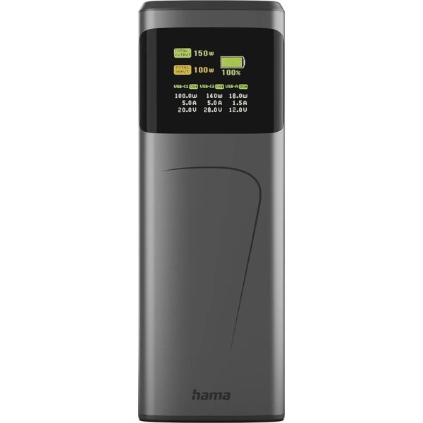 Hama 150W Powerbank, 24000mah, 2 x USB-C, 1x USB-A
