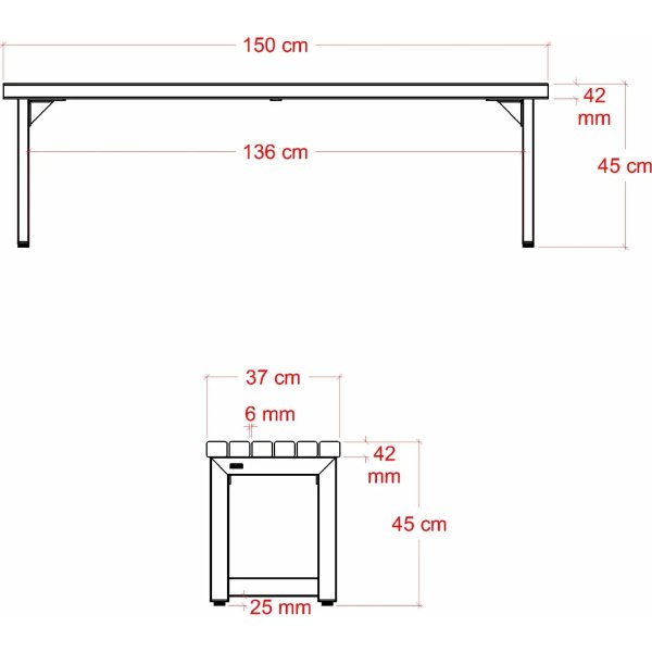 Plus Trend Living Plankebænk, Thermowood/sort