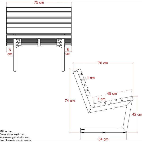 Plus Siesta Living Loungestol, 75 cm, sort