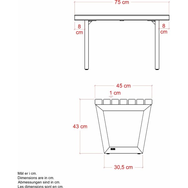 Plus Siesta Living Loungeskammel/bord, 75 cm, sort