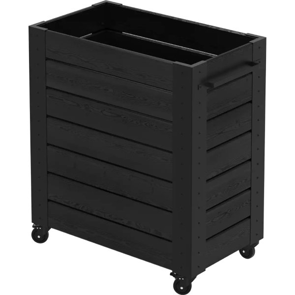 Plus Cubic Blomsterkasse m/hjul 87x50x98, sort