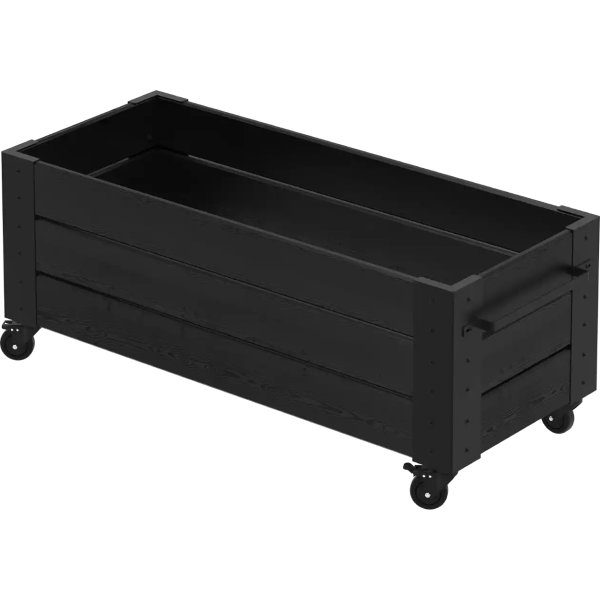 Plus Cubic Blomsterkasse m/hjul 120x50x48, sort