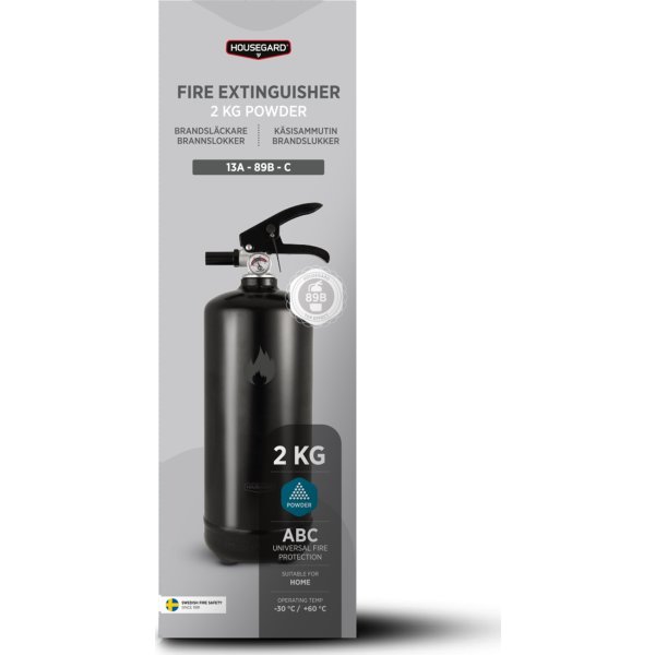 Housegard Pulverslukker | 2 kg | Sort