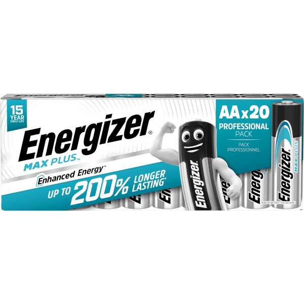 Energizer Max Plus Alkaline AA batteri, 20 stk.