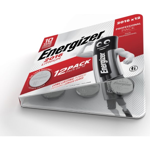 Energizer Lithium CR2016 knapcelle batteri, 12 stk