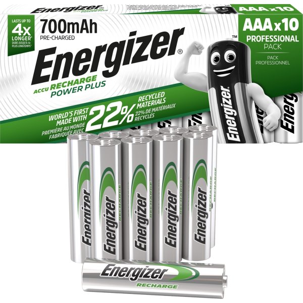 Energizer genopladelig PowerPlus AAA batteri 10stk