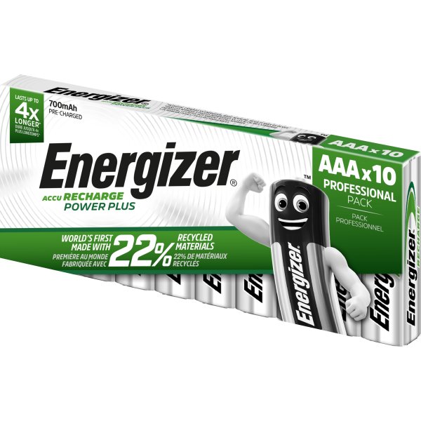 Energizer genopladelig PowerPlus AAA batteri 10stk