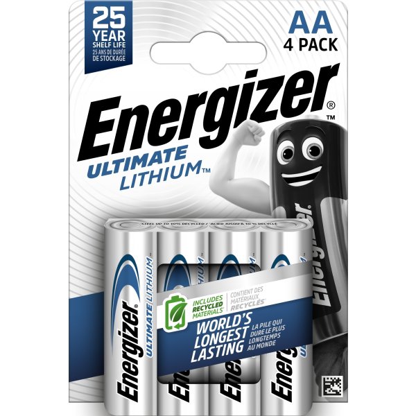 Energizer Lithium Standard AA batteri, 4 stk.
