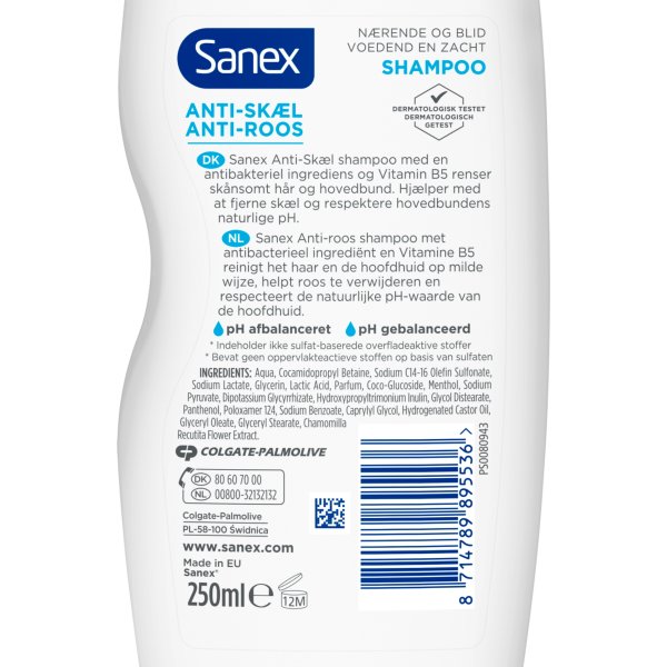 Sanex Shampoo | Antiskæl | 250 ml