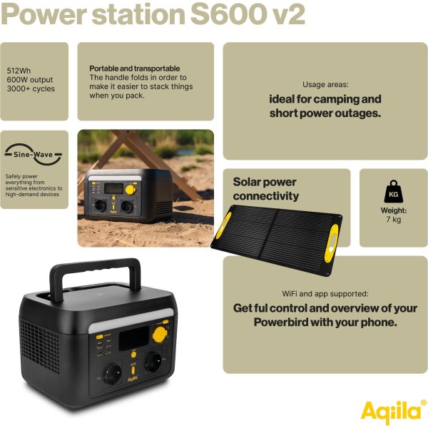 Aqiila Powerbird S600v2 Powerstation, 600W
