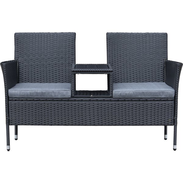 OUTDOOR havesofa 2-pers. med bord, sort