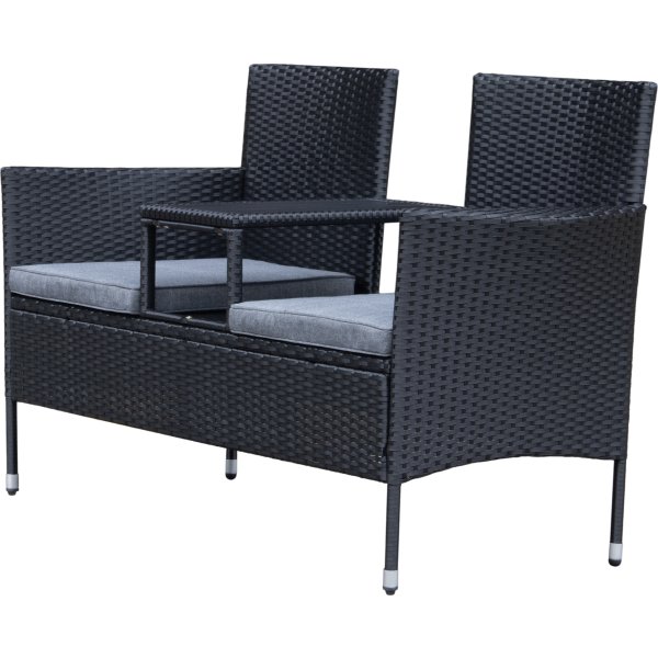 OUTDOOR havesofa 2-pers. med bord, sort