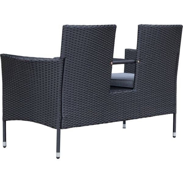 OUTDOOR havesofa 2-pers. med bord, sort