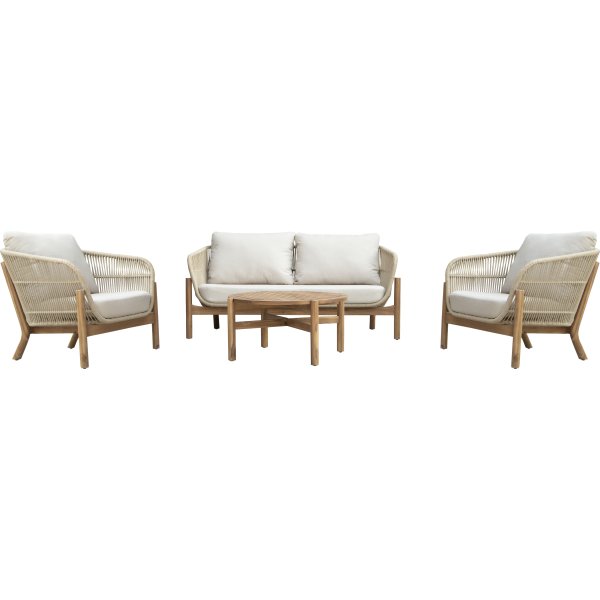 Bali Loungesæt 4 pers. med hynder, akacietræ/natur