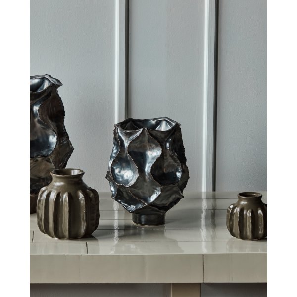 House Doctor Waves Vase H25 cm, metallisk