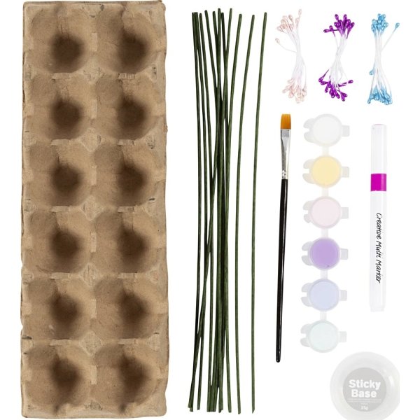 DIY Kit Æggebakke blomster | Pastelfarver