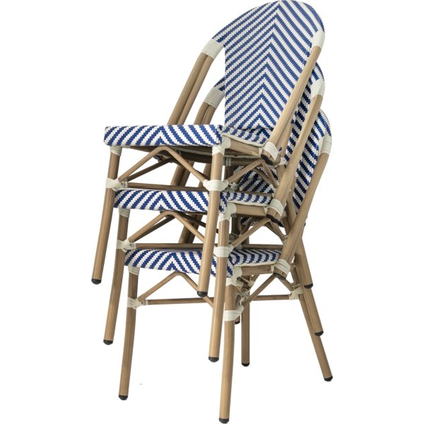 Cannes Havestol, flet/alu, UV, stabelbar, blå