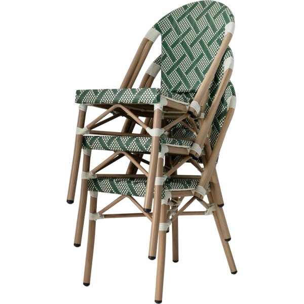 Cannes Havestol, flet/alu, UV, stabelbar, grøn