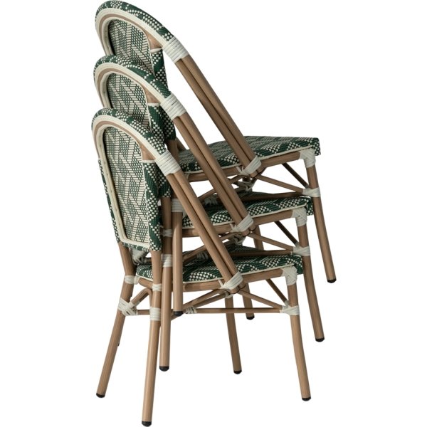 Cannes Havestol, flet/alu, UV, stabelbar, grøn
