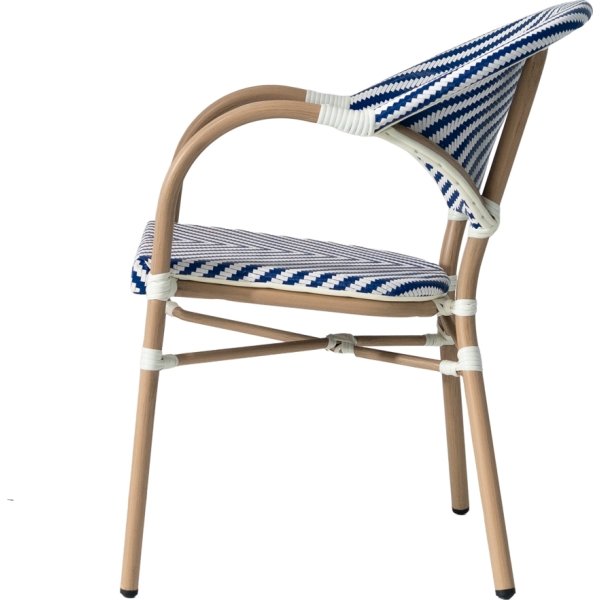 Marseille Havestol, flet/alu, UV, stabelbar, blå