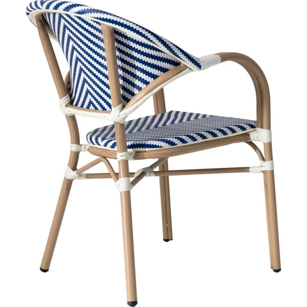 Marseille Havestol, flet/alu, UV, stabelbar, blå