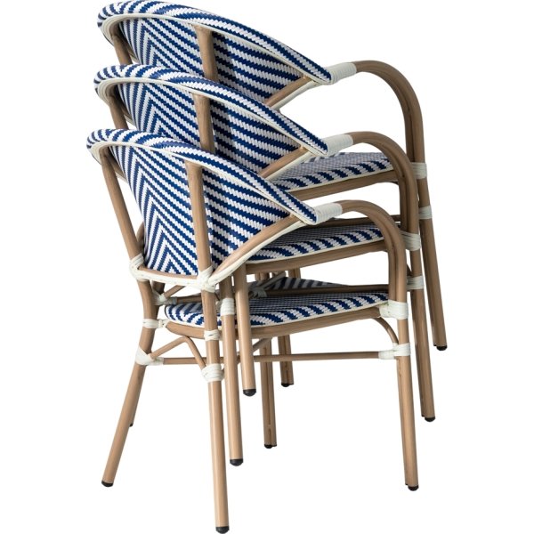 Marseille Havestol, flet/alu, UV, stabelbar, blå