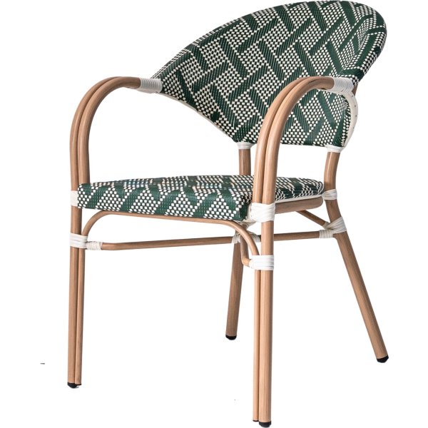 Marseille Havestol, flet/alu, UV, stabelbar, grøn