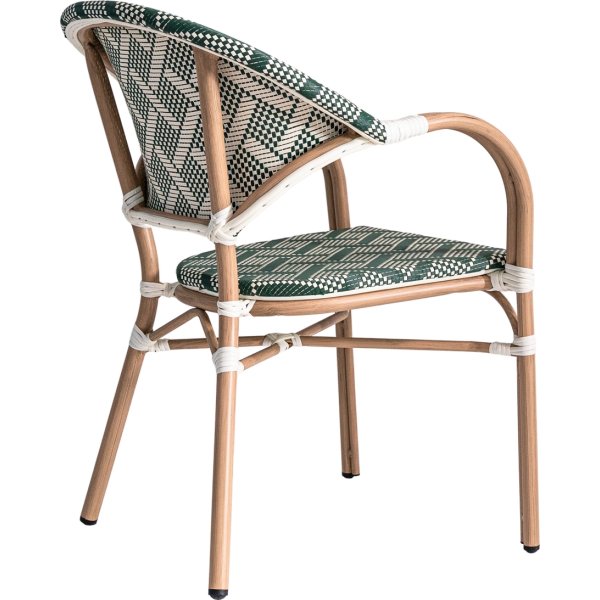 Marseille Havestol, flet/alu, UV, stabelbar, grøn