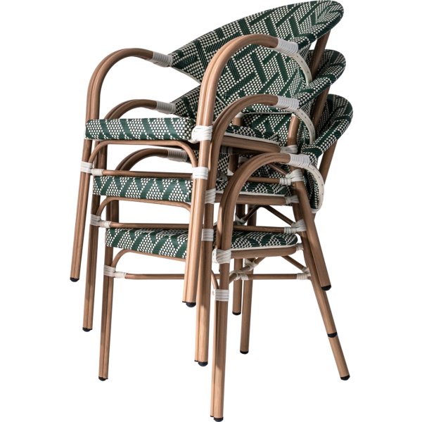 Marseille Havestol, flet/alu, UV, stabelbar, grøn