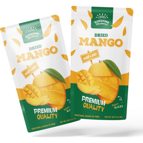 Sunshine Delights Tørret Mango, 60 poser á 40g