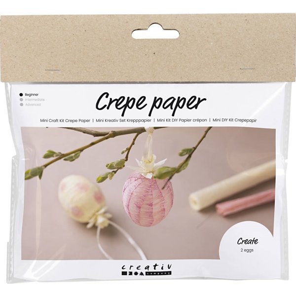 Mini DIY Kit Crepepapir | Æg | Lys pink & lys gul