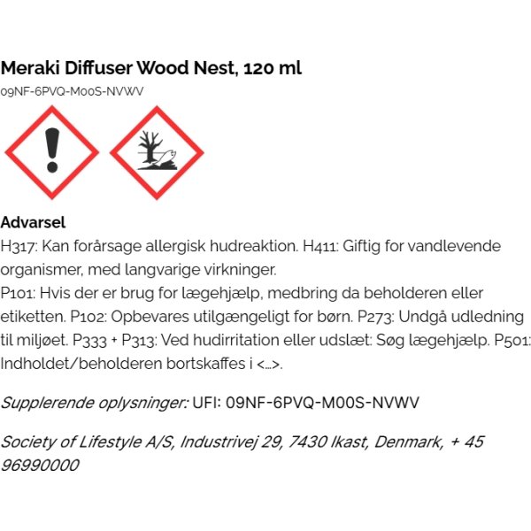 Meraki Duftfrisker m. Pinde, Wood Nest, 120 ml