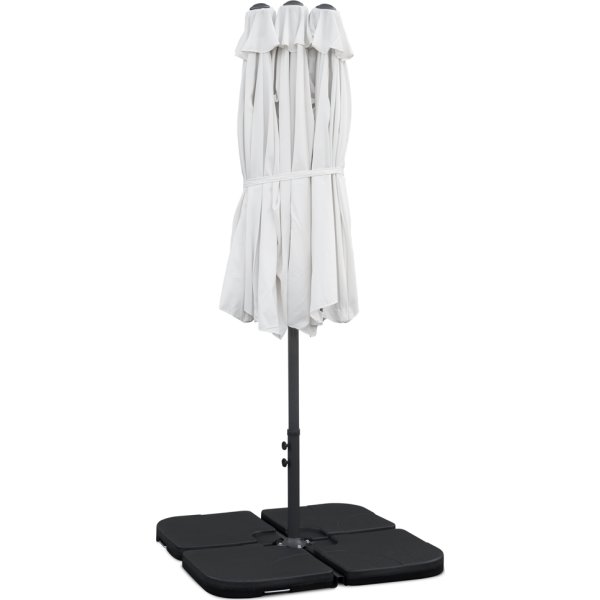 Dobbelt parasol, 450x264cm,inkl fod+overtræk,beige