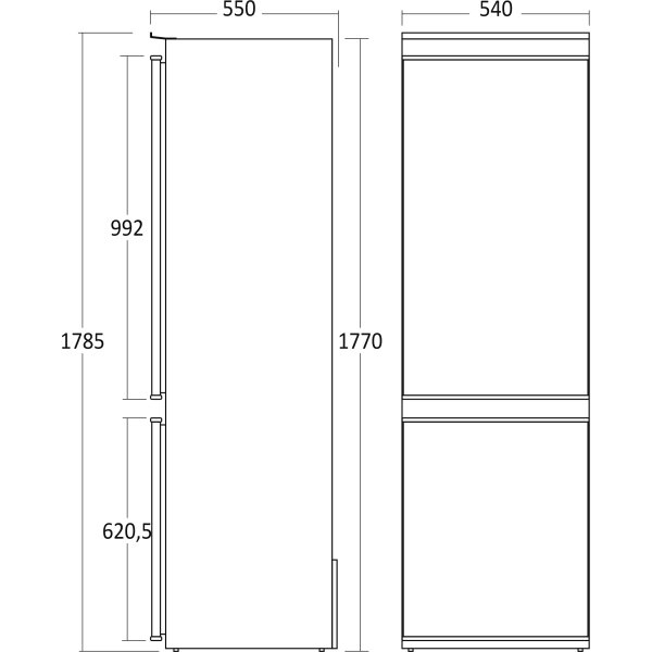 Scandomestic integrerbart kølefryseskab CBI267NFWD