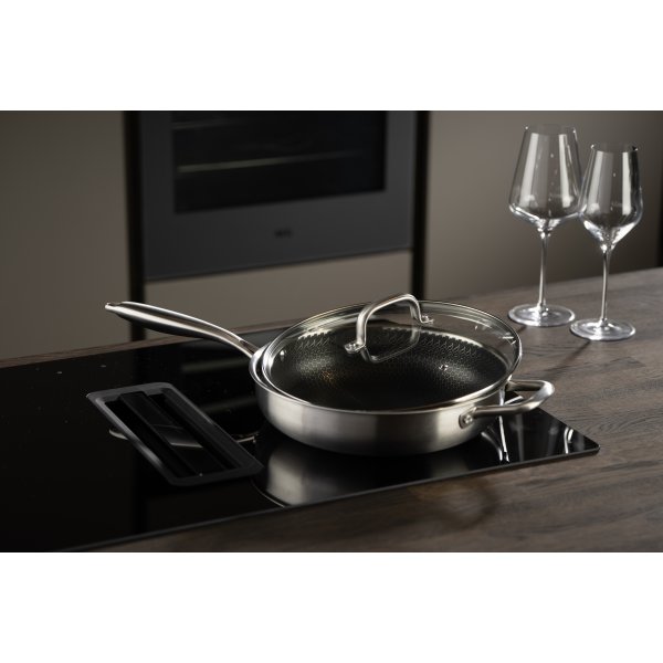 by Gaard Hexa Sautepande glaslåg, rustfristål, Ø28