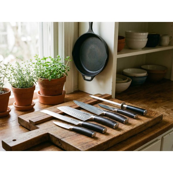 by Gaard Damascus knivsæt, 6 dele