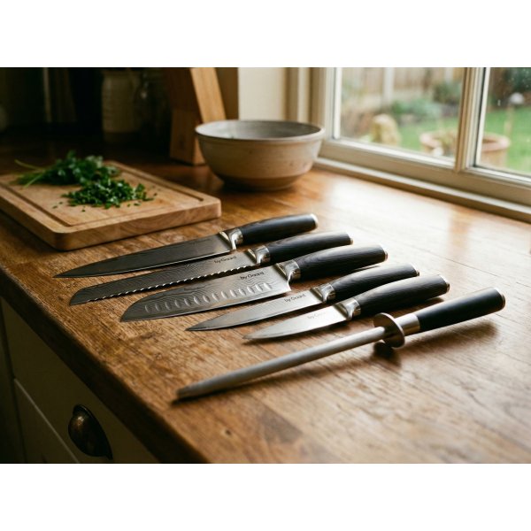 by Gaard Damascus knivsæt, 6 dele