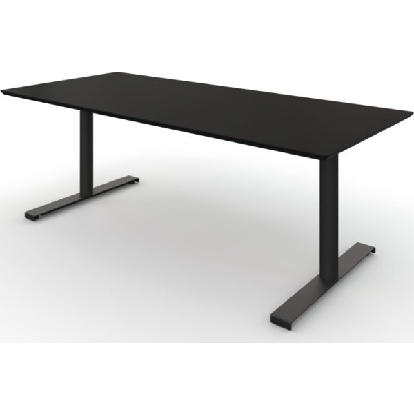 Fumac skrivebord 140x80, sort laminat, sort stel