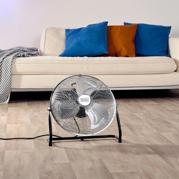 BLACK+DECKER Gulvventilator - 60W, Sort/Sølv