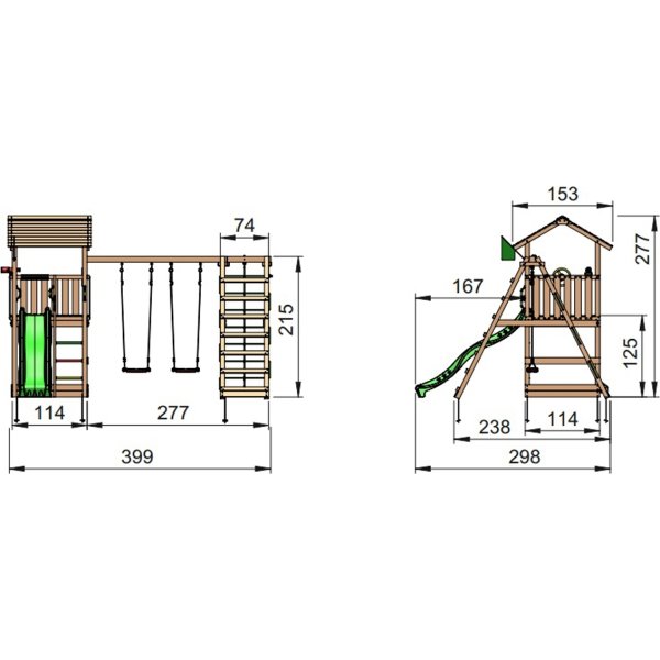 Jungle Gym Casa 2.1 legetårn m/climb og rutsjebane