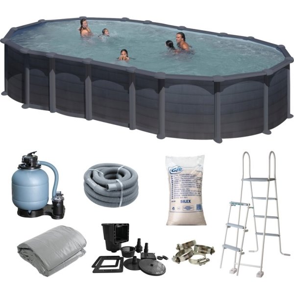 Swim & Fun oval pool 730 x 375 x 132 cm, grafit