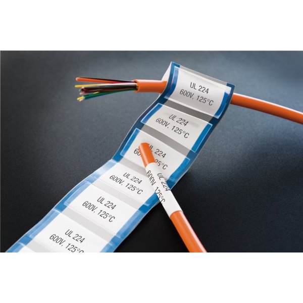 Dymo XTL, krympeflex tape, 24 mm, sort på hvid