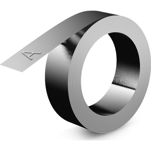 Dymo 3D rustfrit stål prægetape u/lim, 12mm